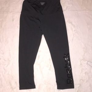 Black Reebok capris, size small in women’s. in perfect condition!